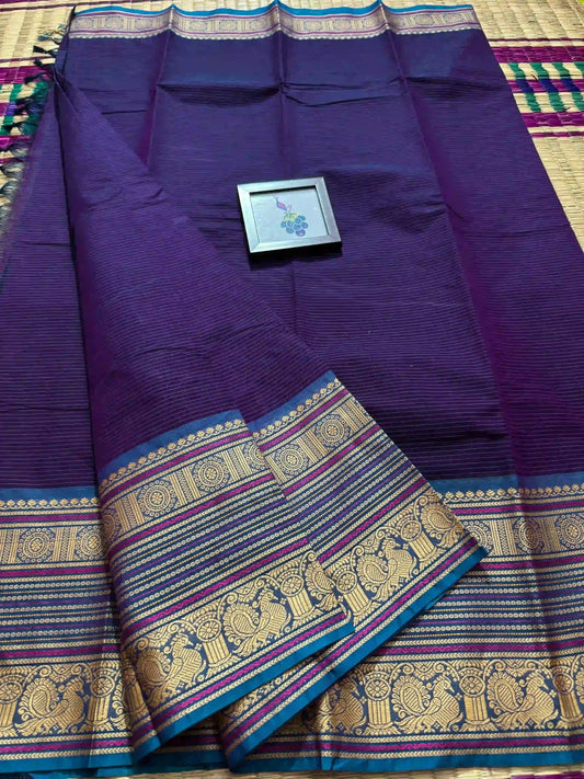 Royal Indigo Kanchi Cotton Saree