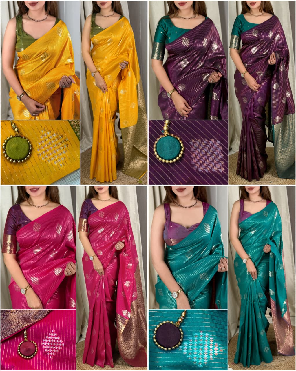 Saanvi Rani Pink Banarasi Silk Saree with Dual Zari Minakari Weaving & Contrast Pallu
