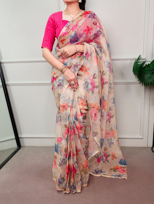 Rose Garden Kota Doria Saree