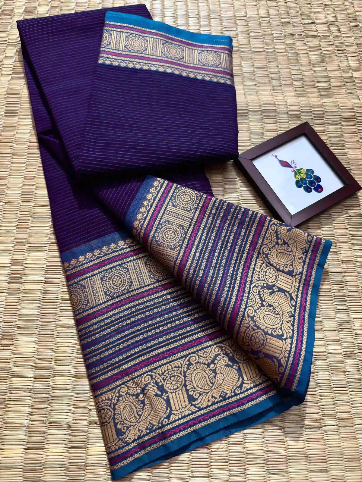 Royal Indigo Kanchi Cotton Saree