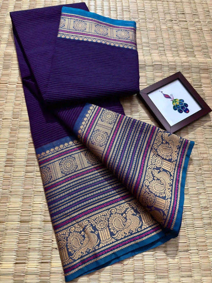 Royal Indigo Kanchi Cotton Saree