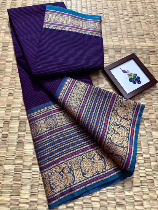 Royal Indigo Kanchi Cotton Saree