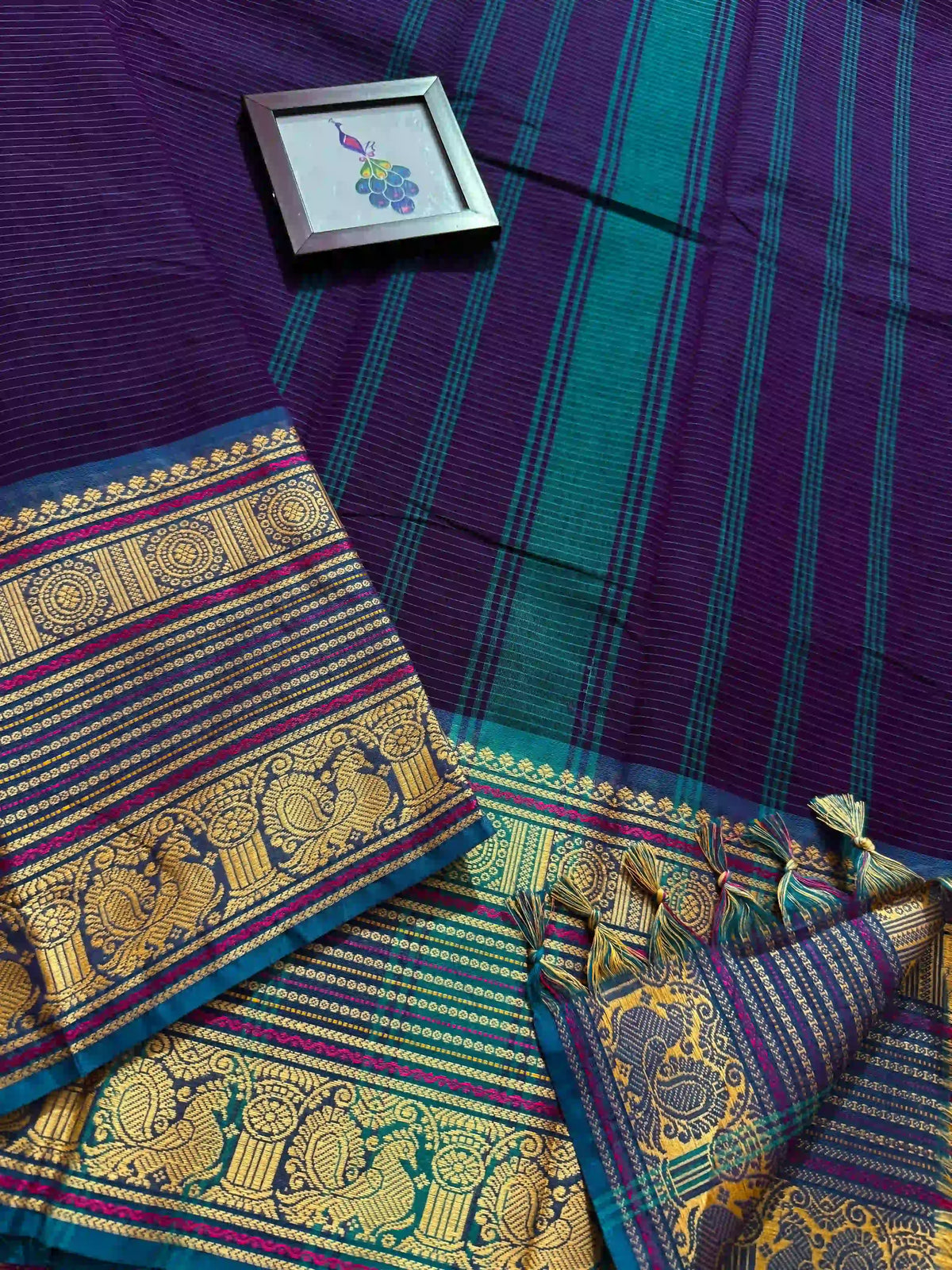 Royal Indigo Kanchi Cotton Saree