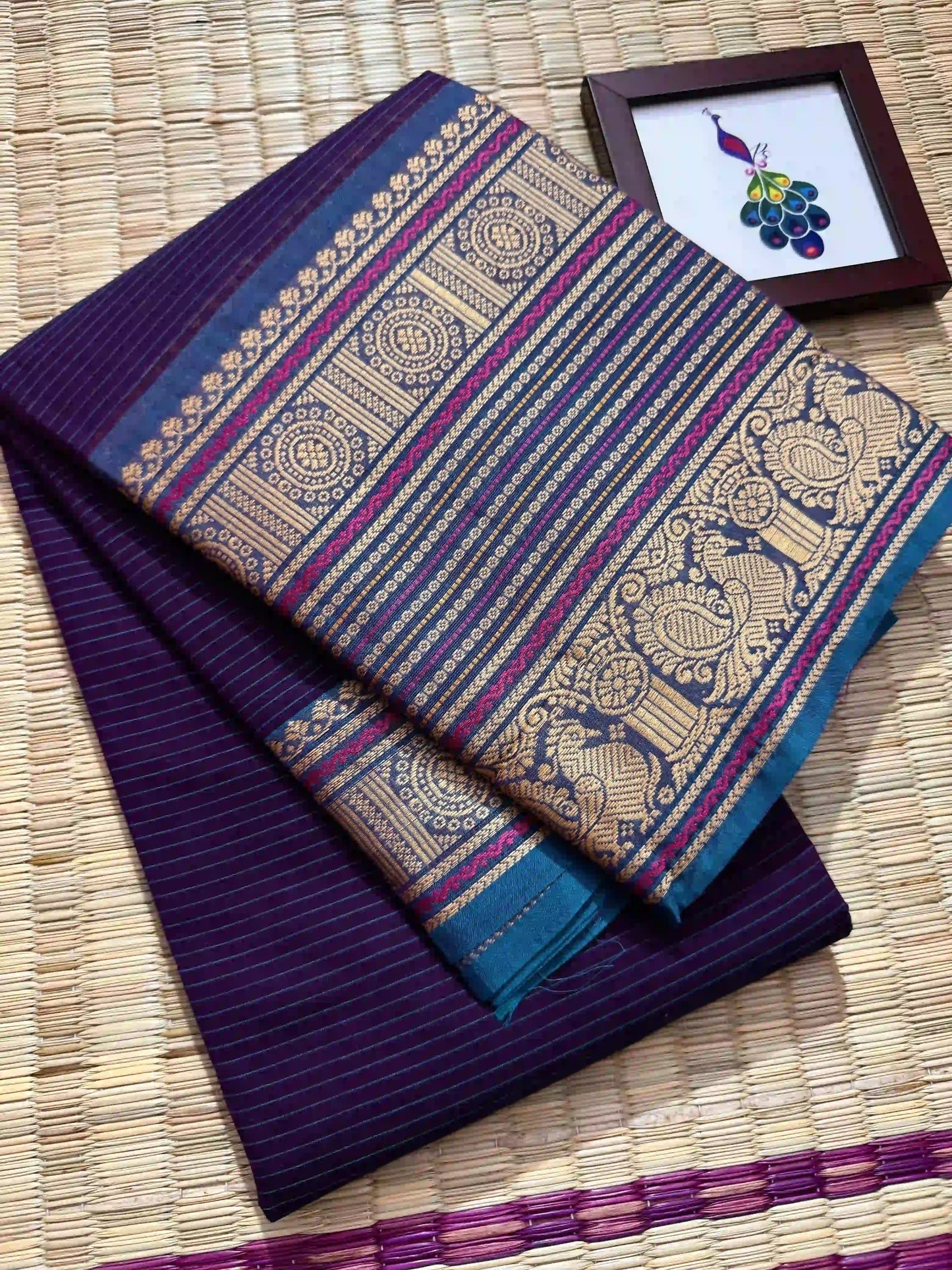 Royal Indigo Kanchi Cotton Saree