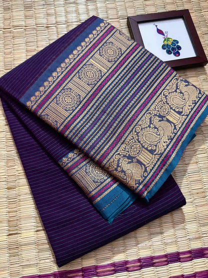 Royal Indigo Kanchi Cotton Saree