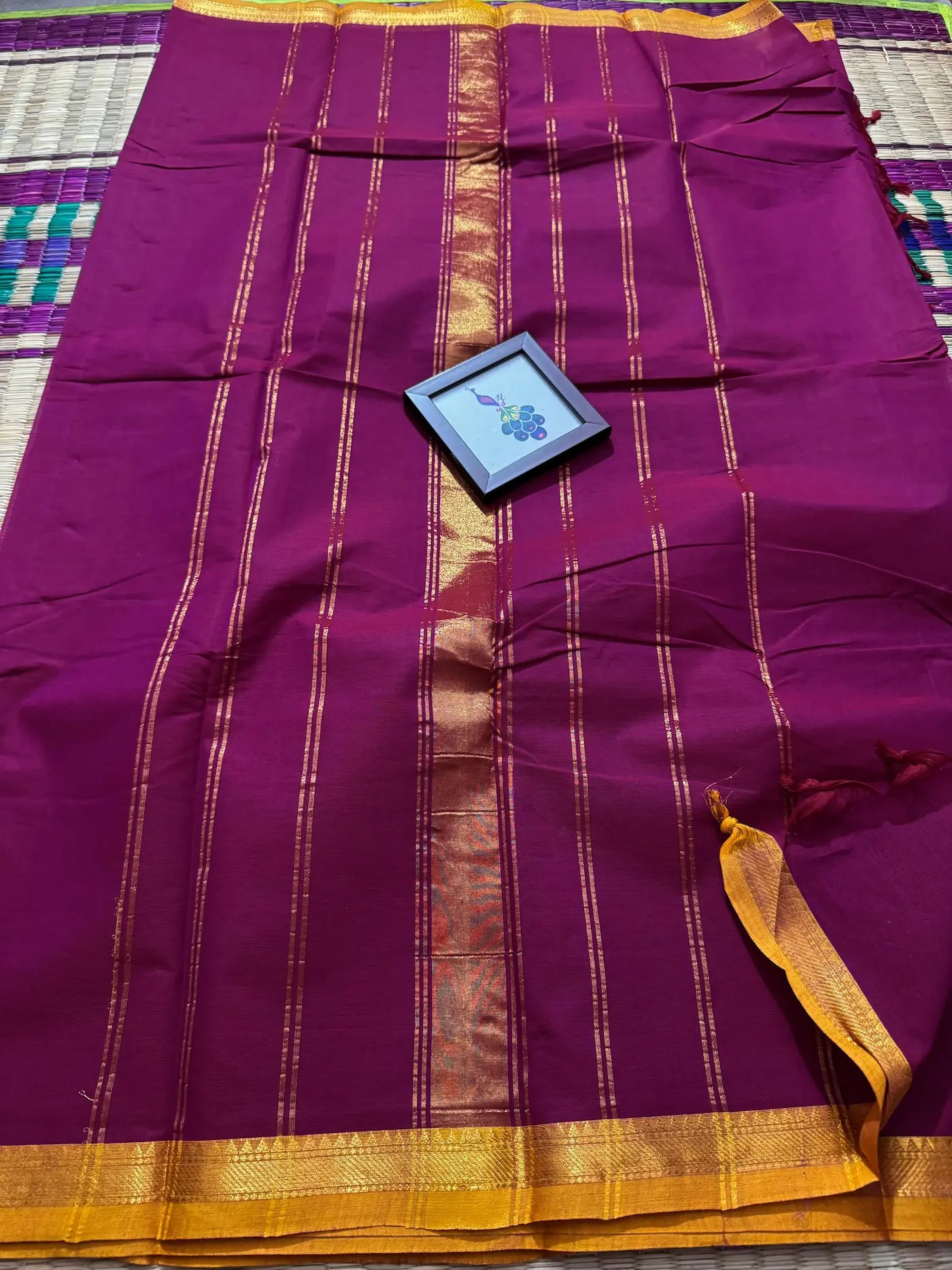 Magenta Pink Elegant Kanchi Cotton Saree with Rich Zari Border & Tassel Pallu