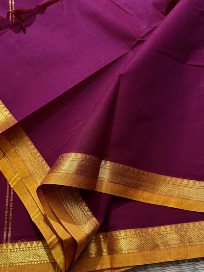 Magenta Pink Elegant Kanchi Cotton Saree with Rich Zari Border & Tassel Pallu