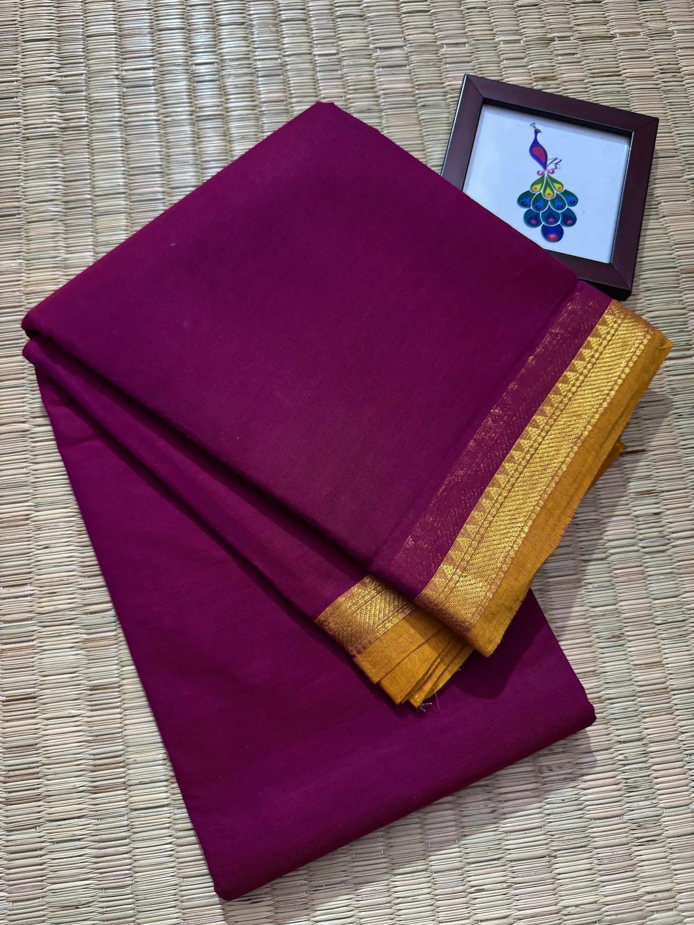 Magenta Pink Elegant Kanchi Cotton Saree with Rich Zari Border & Tassel Pallu