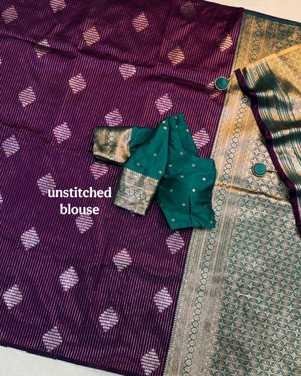 Saanvi Royal Purple Banarasi Silk Saree with Dual Zari Minakari Weaving & Contrast Pallu