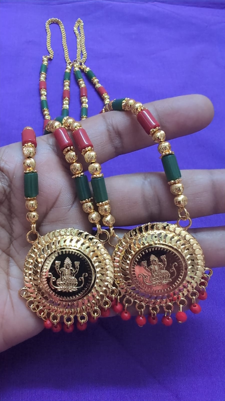 Premium Lakshmi Coin Dance Jewellery Necklace for Kids | 24-Inch Traditional Bharatanatyam & Classical Dance Mala