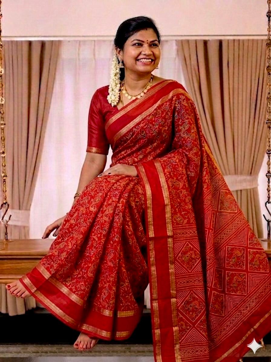 Royal Multicolor Paisley Print Soft Georgette Saree with Running Blouse