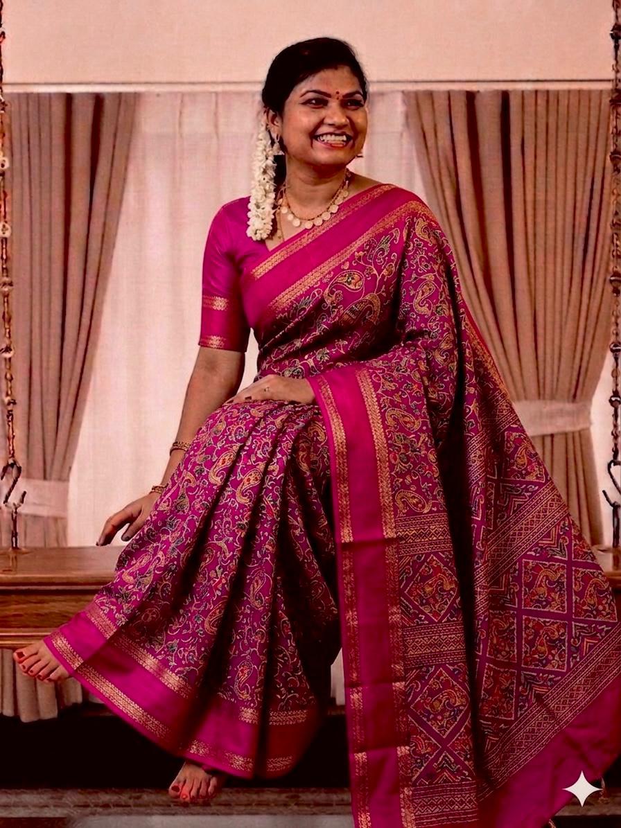 Royal Multicolor Paisley Print Soft Georgette Saree with Running Blouse