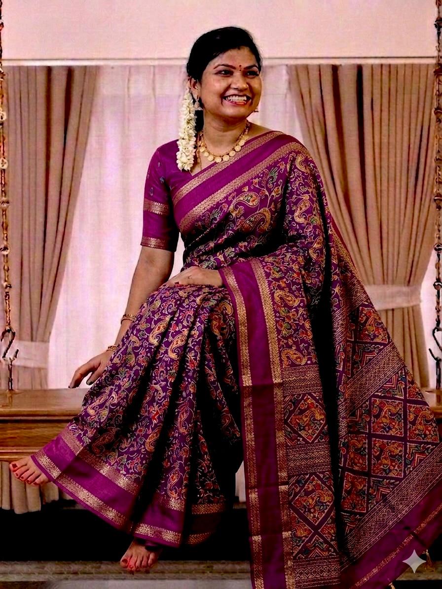 Royal Multicolor Paisley Print Soft Georgette Saree with Running Blouse