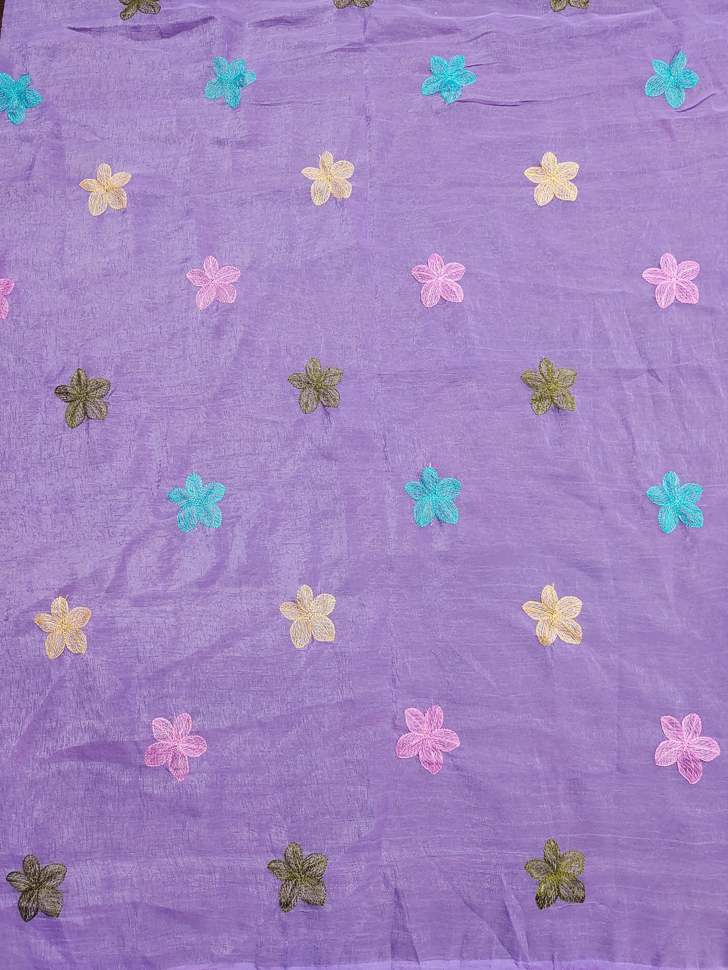 Lavender Florious Viscose Crunchy Silk Designer Saree with Floral Embroidery & Swarovski Diamond Work