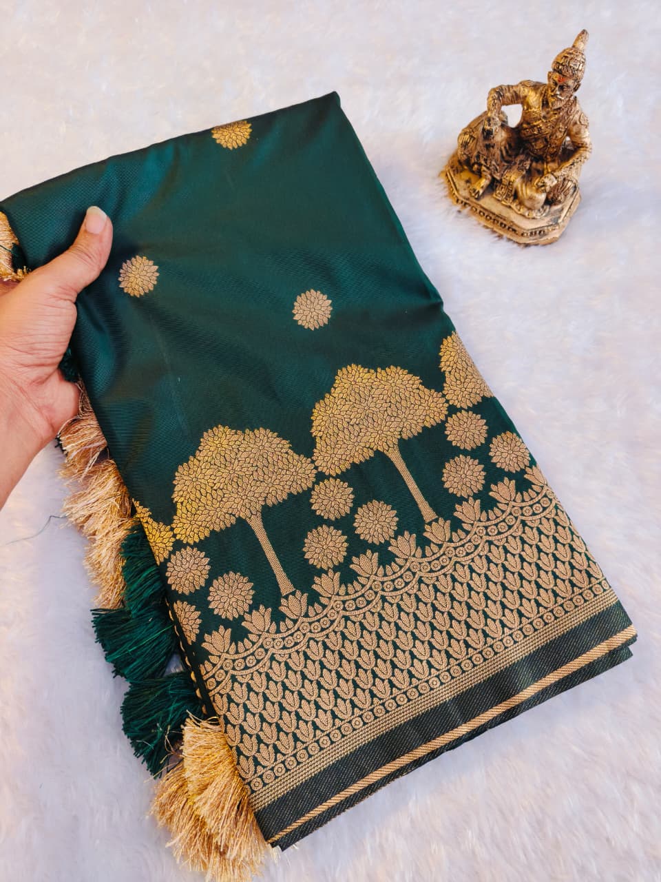 Soft Banarasi Silk Tree Zari Woven Saree with Rich Border