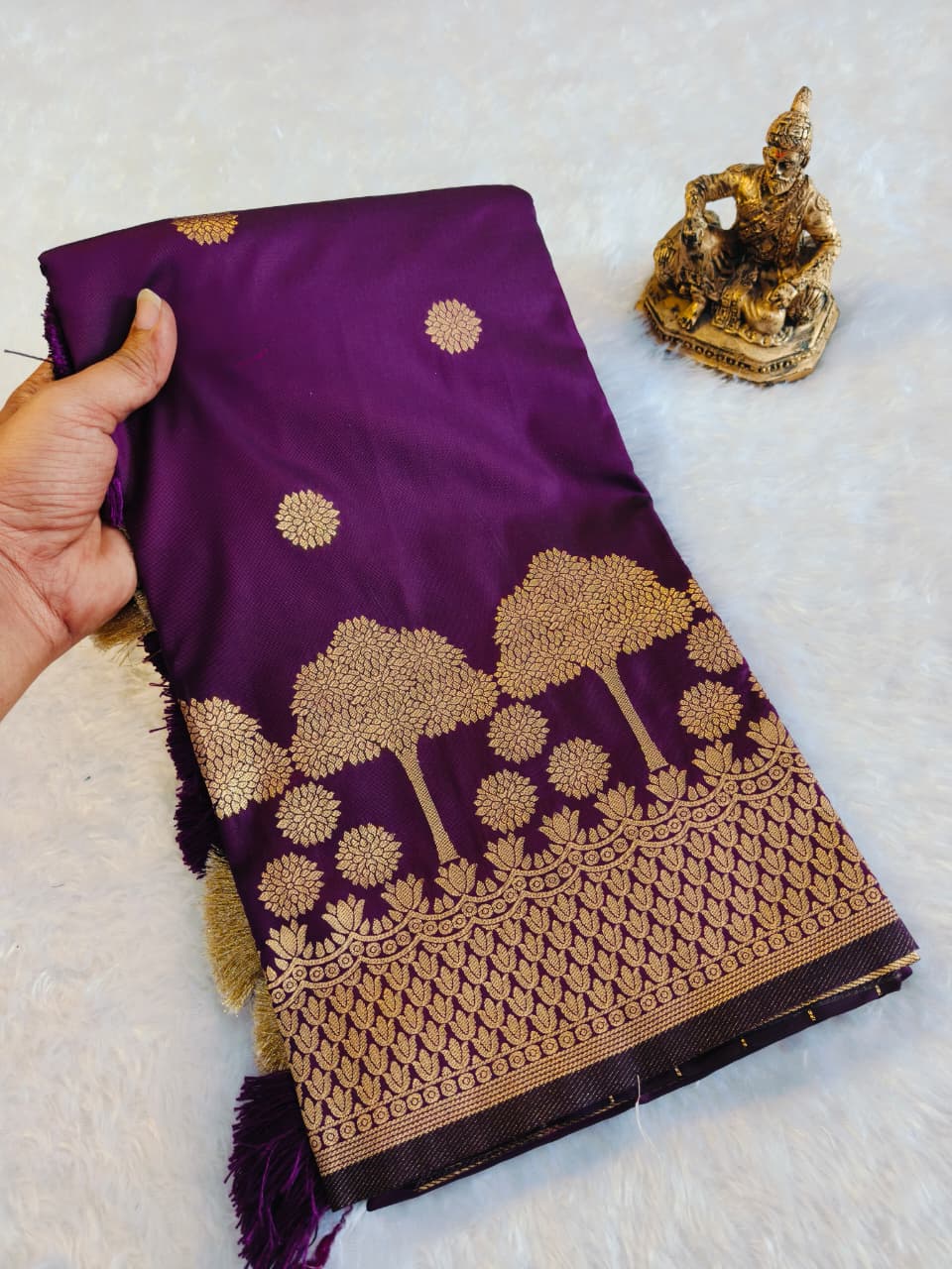 Soft Banarasi Silk Royal Purple Saree with Tree Zari Weaving
