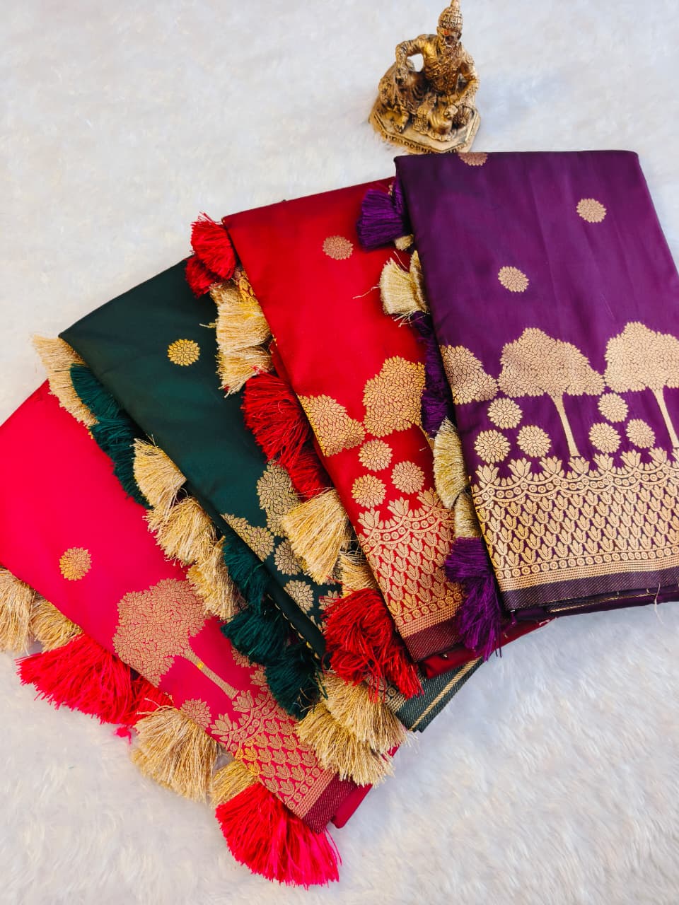 Soft Banarasi Silk Tree Zari Woven Saree with Rich Border